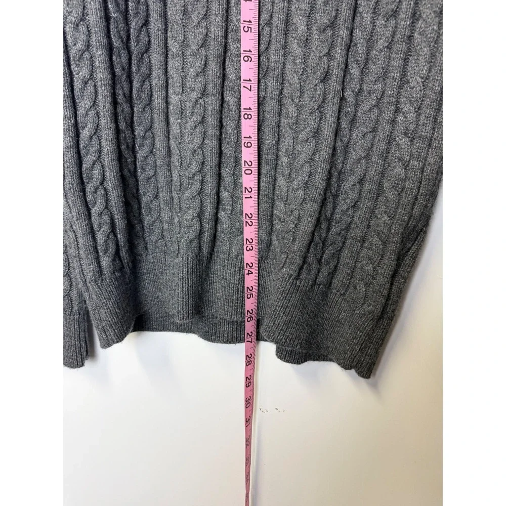 J. Crew Mens Cable Knit Turtleneck Sweater Gray Pullover Long Sleeve